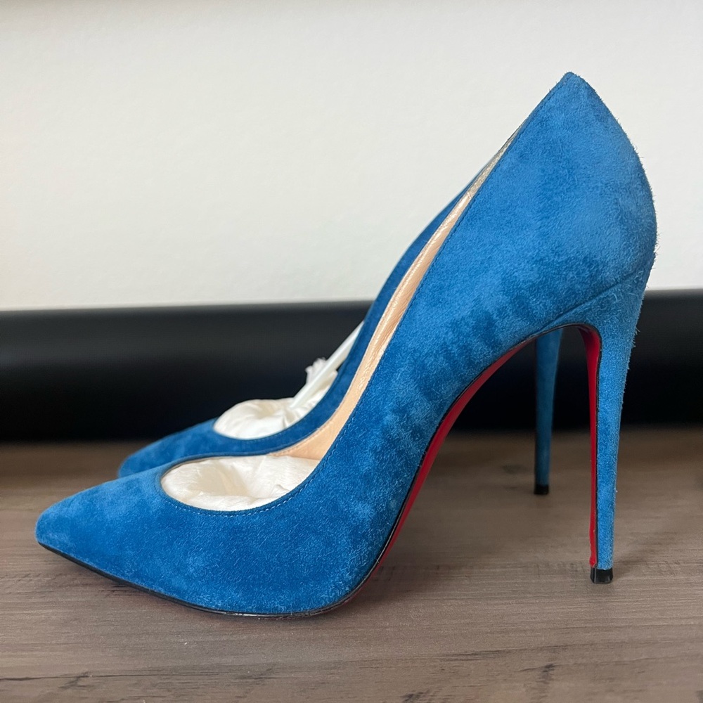 Christian Louboutin Blue Suede Stiletto Heels